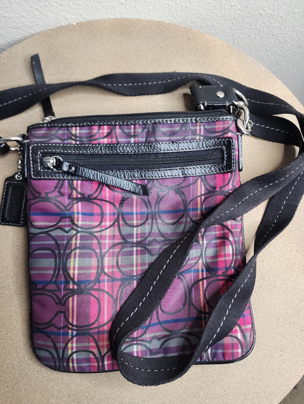 Coach Poppy Tartan Plaid Glitter Crossbody Bag